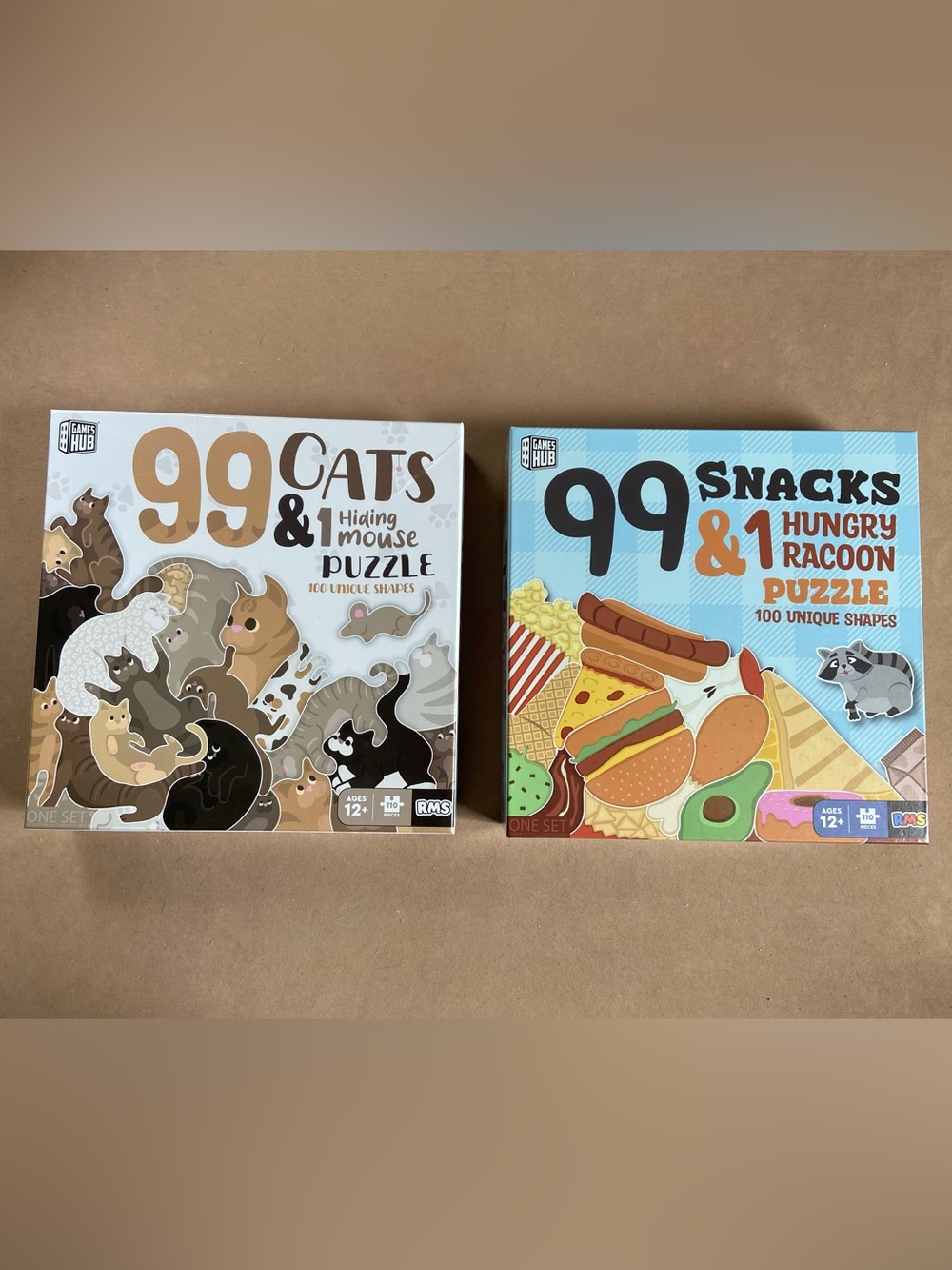 Lot of 2 99+1 Puzzles Cat & Racoon